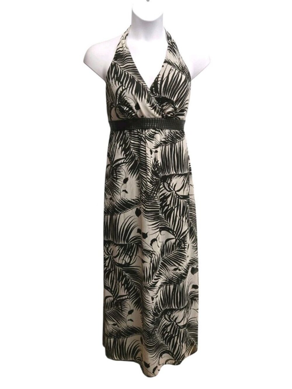 Rabbit Rabbit Rabbit Designs Size 16 Gray Leaf Print Maxi Dress Y2k Casual